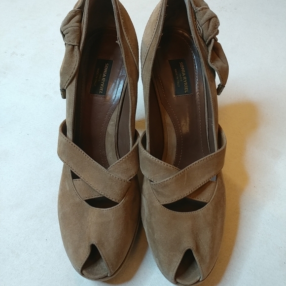 SONIA RYKIEL PARIS GREY HIGH HEEL suede platform - Picture 1 of 8